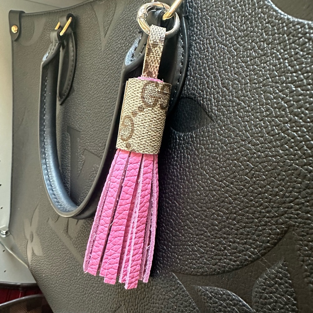 Handmade leather tassel keychain